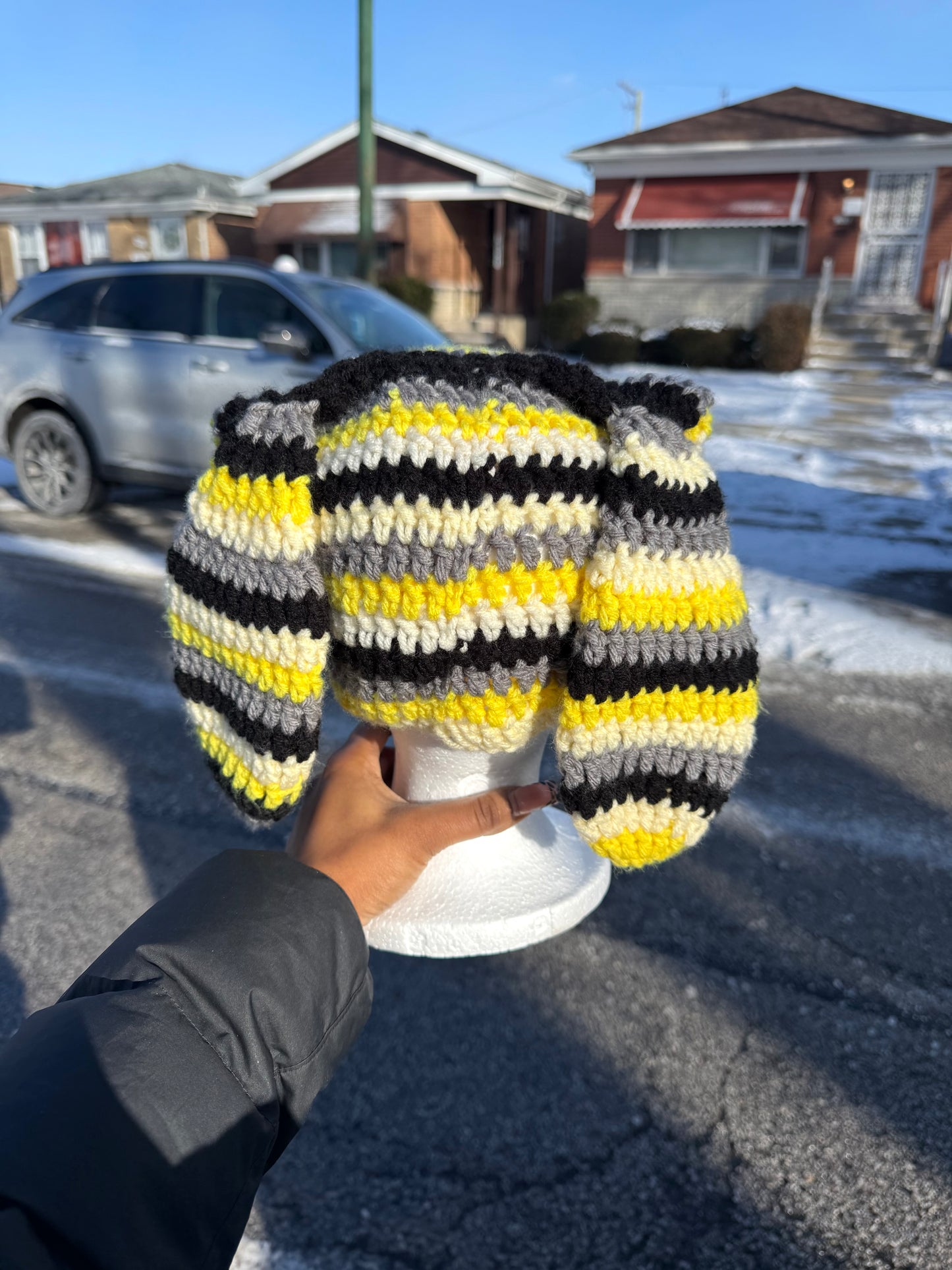 Honeybee bunny ear beanie