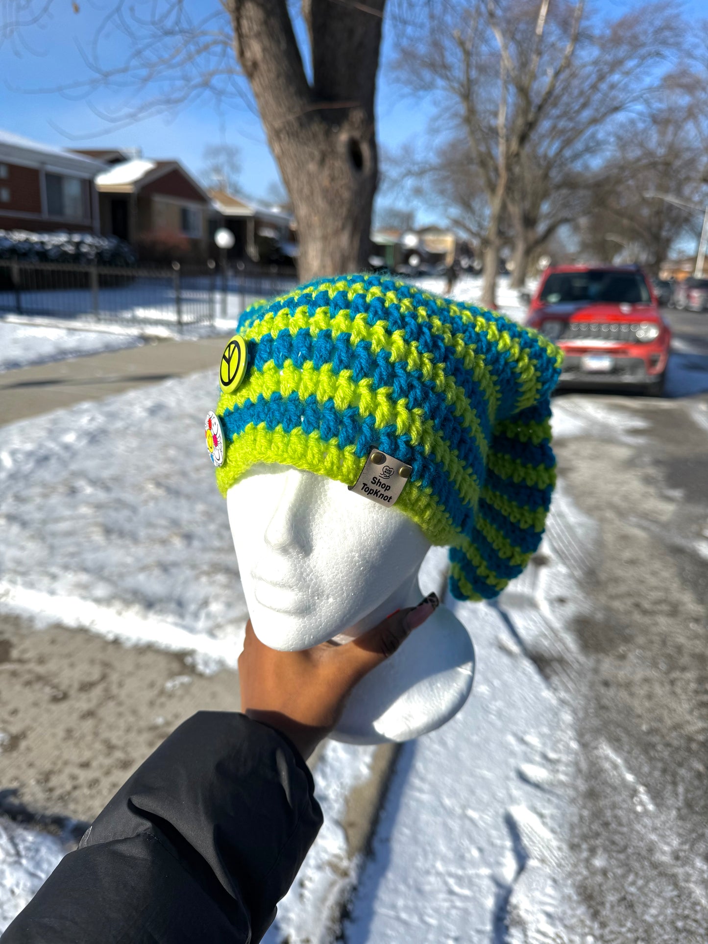 Slime bunny ear beanie
