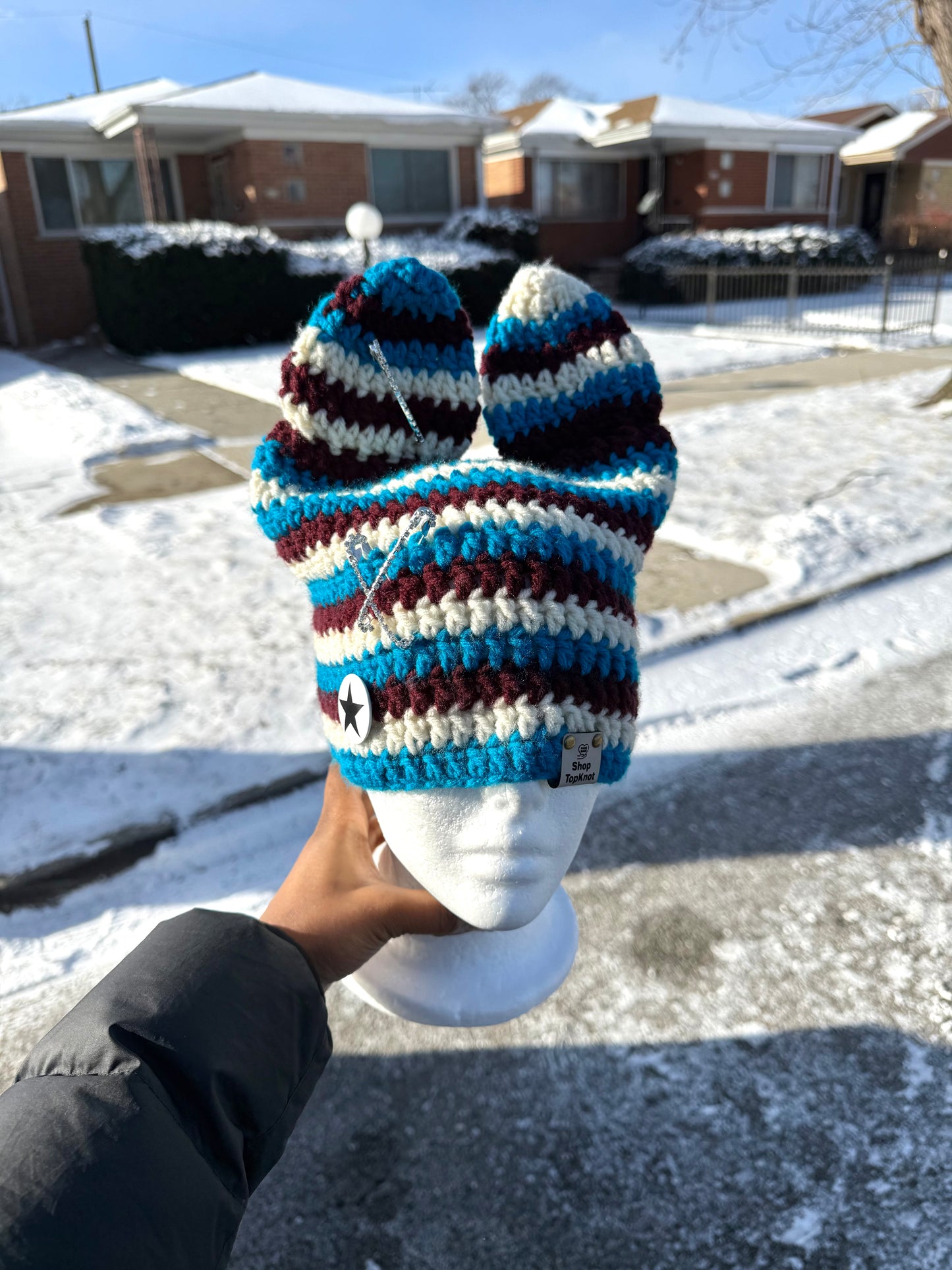Berry bunny ear beanie