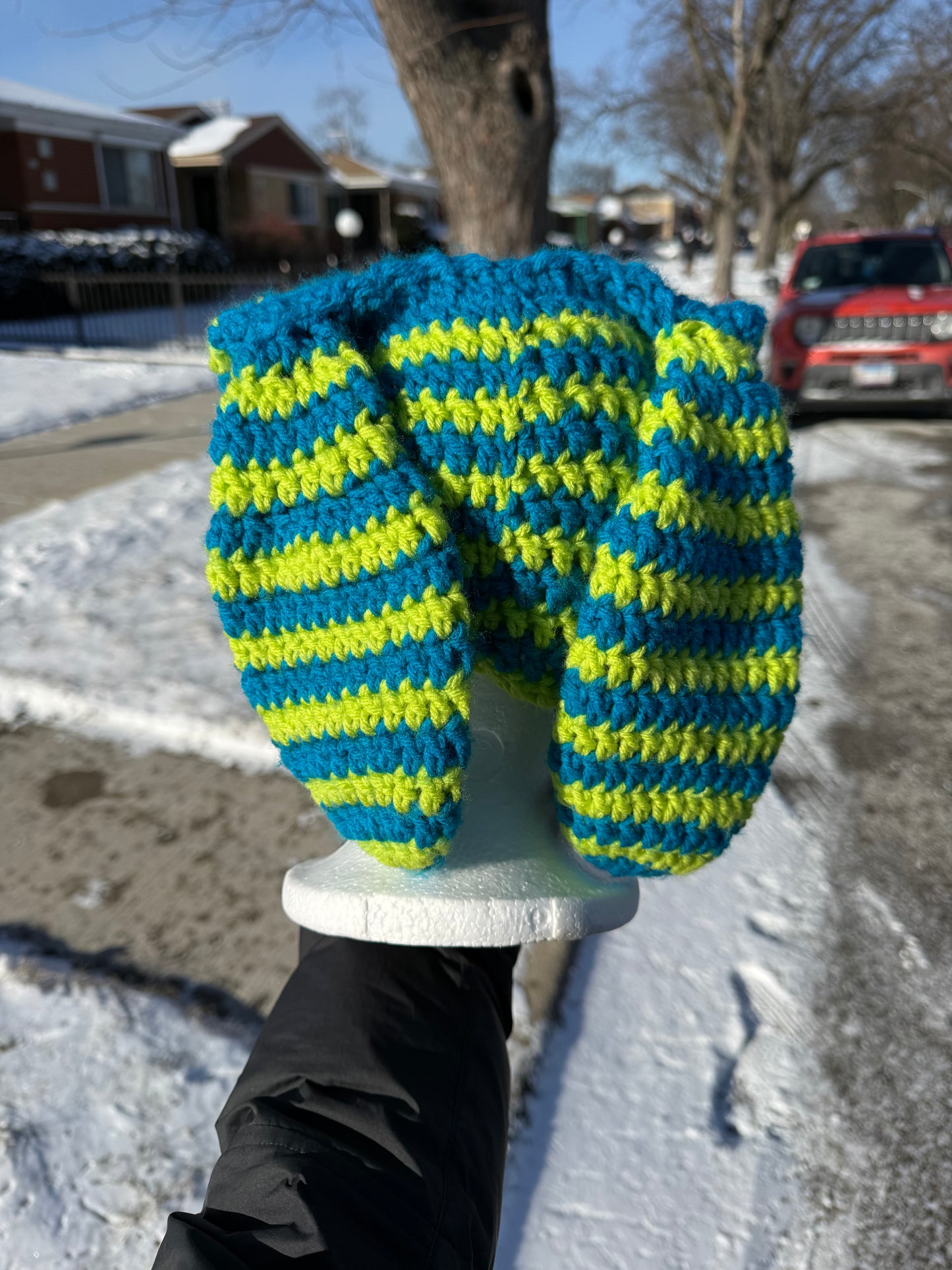 Slime bunny ear beanie