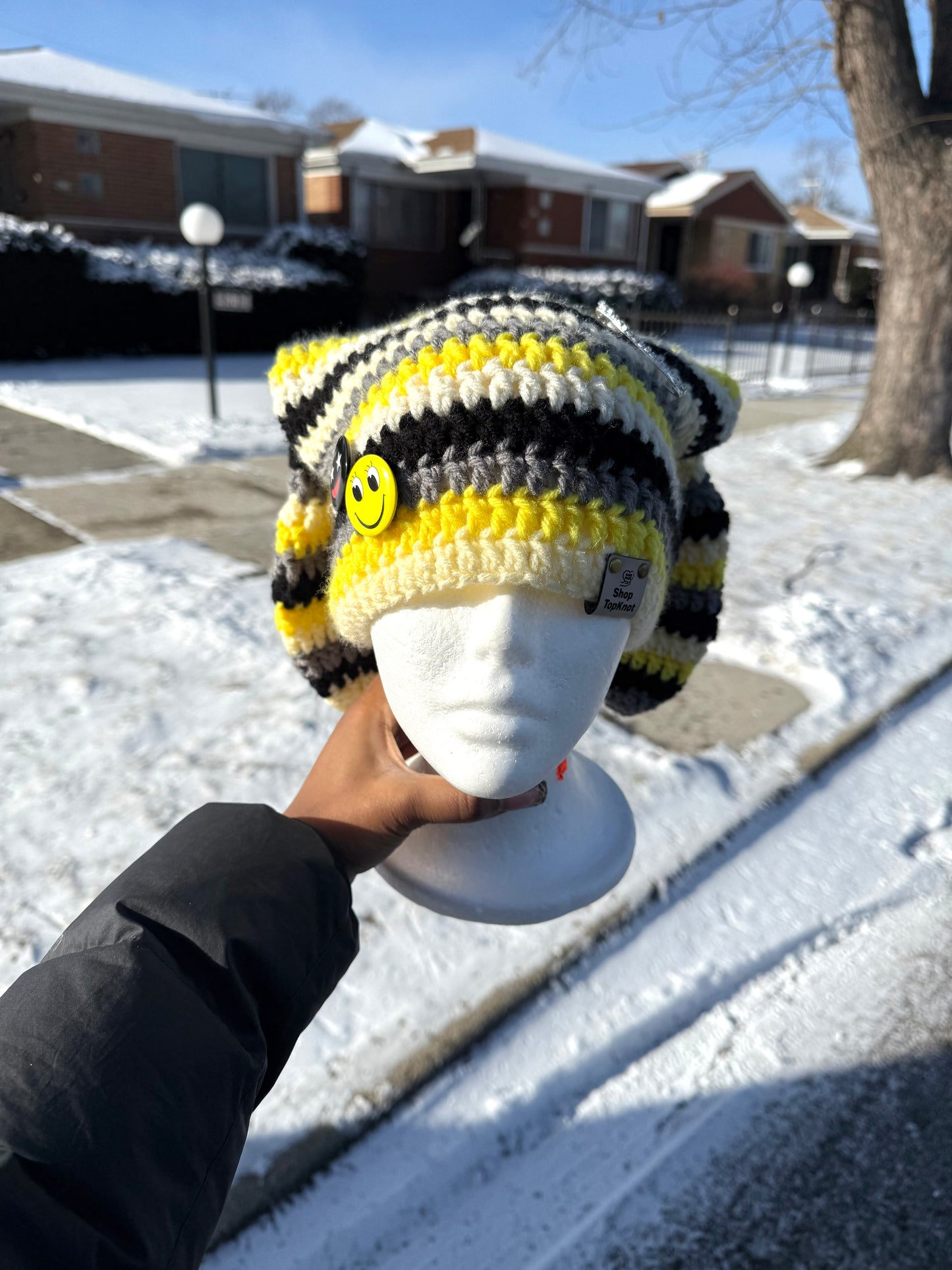 Honeybee bunny ear beanie